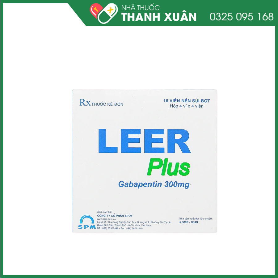 Viên sủi Leer plus 300mg điều trị hỗ trợ động kinh, đau thần kinh